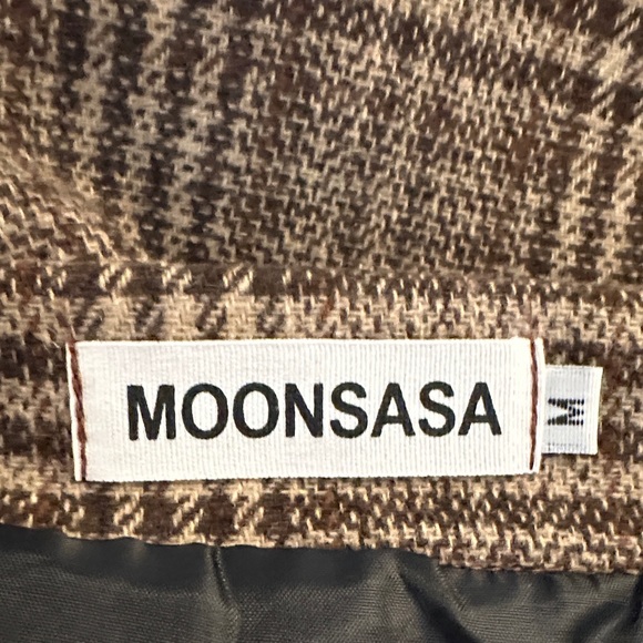 Academia Plaid Brown Black Minimalist Vintage Style Preppy Skirt Size Medium - Picture 4 of 5